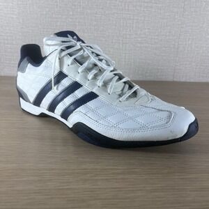 Vintage Adidas Team Leather O Grip Sneakers White Navy Men's Size 11.5 Y2K